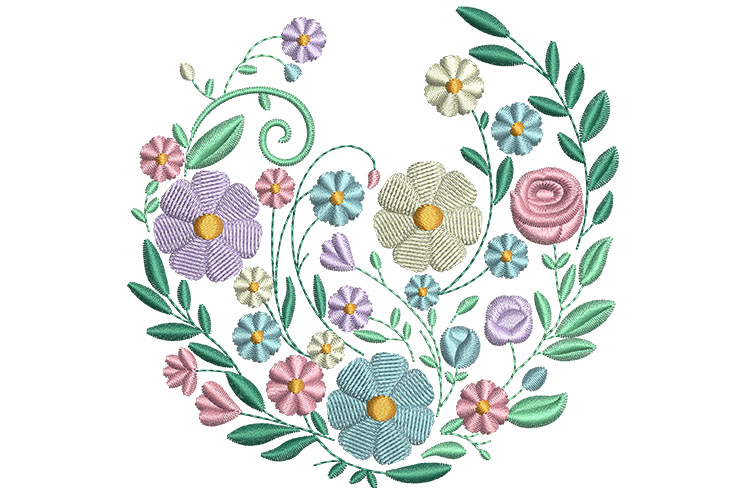 Sweet Pastel Blossoms Embroidery Design