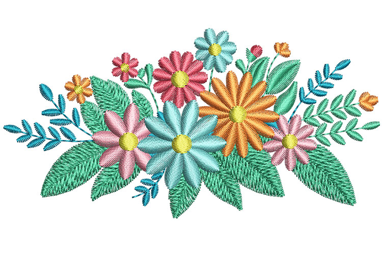 Colorful Floral Embroidery Design Machine Embroidery File