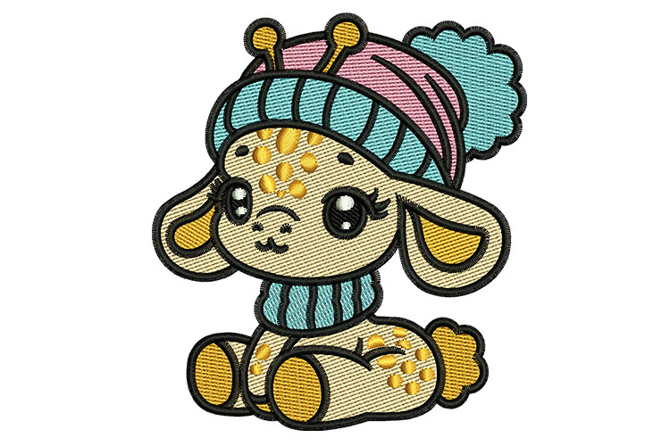 Giraffe in Winter Embroidery Designs