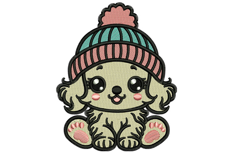 Cute Dog in Beanie embroidery designs