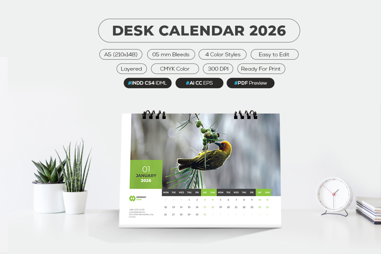 2026 Desk Calendar