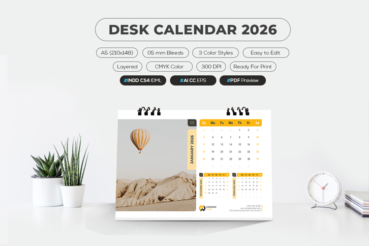 2026 Desk Calendar Printable