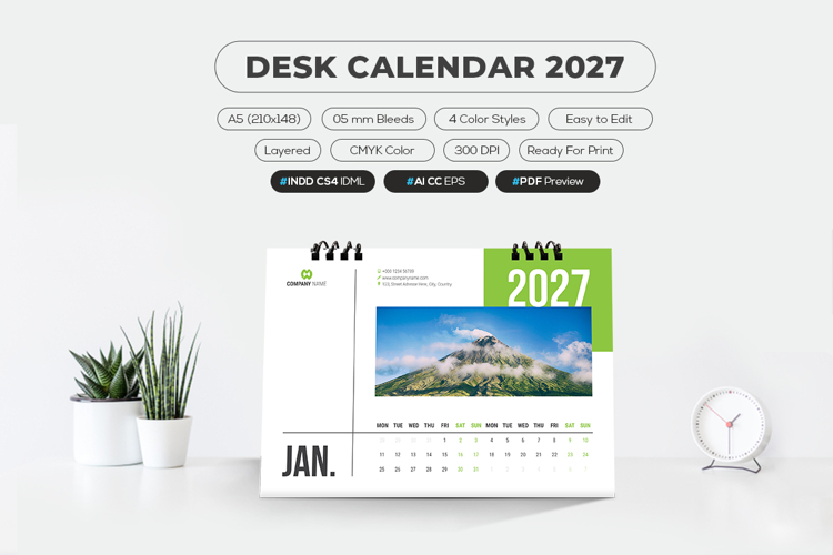 Creative desk calendar template