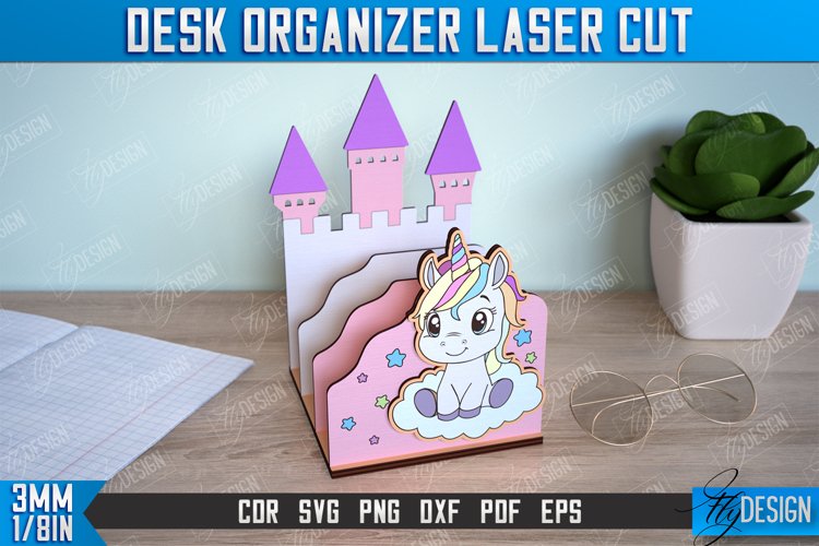 Desk Organizer| Unicorn| Supplies Organizer |Notebook Holder example image 1
