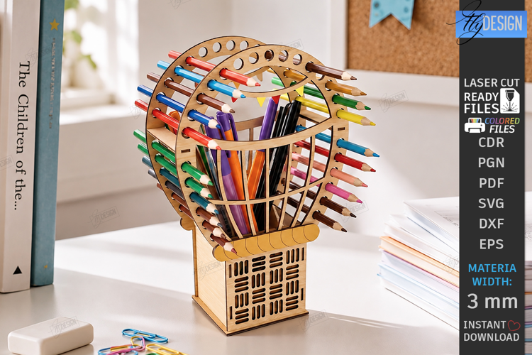 Hot Air Balloon Desk Organizer Laser Cut | Pencil Holder SVG
