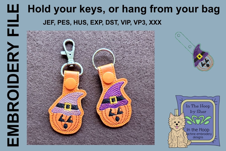 Pumpkin with Hat Key Fob - Bag Tag