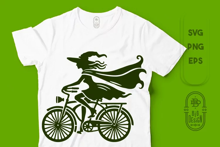 Retro Witch on Bicycle | Vintage Style SVG File| Halloween