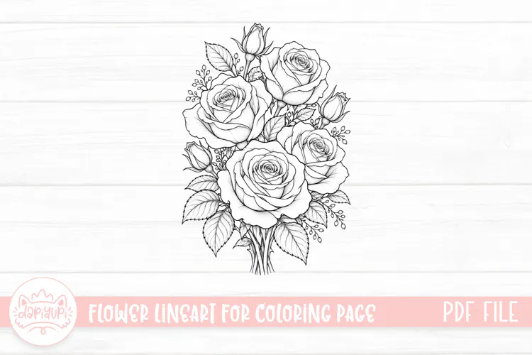 Rose Flower Coloring Book PDF Ready To Print