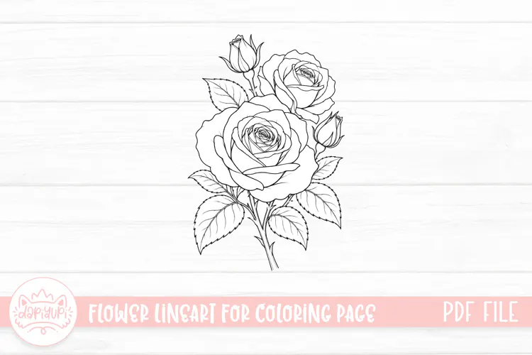 Rose Flower Coloring Book PDF Ready To Print