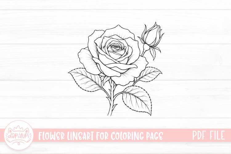 Rose Flower Coloring Book PDF Ready To Print example image 1
