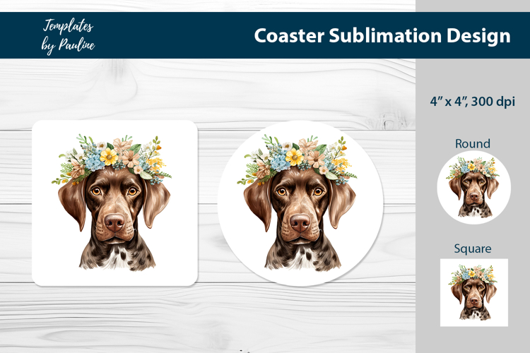 Deutsch Kurzhaar Coaster Sublimation, Dog Breed Keychain