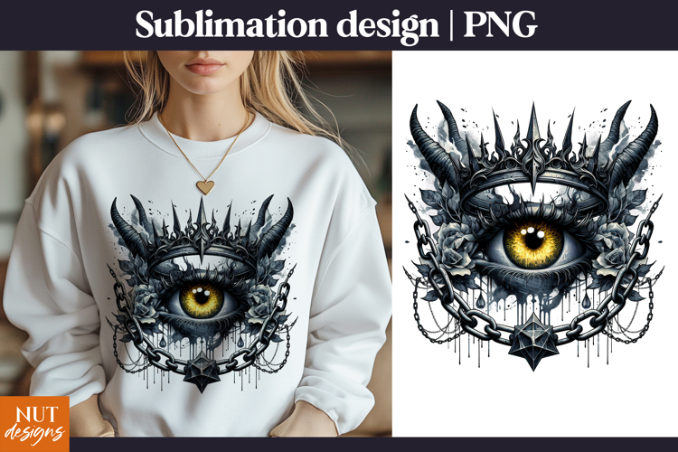 Gothic Crowned Eye Sublimation PNG Evil eye Halloween