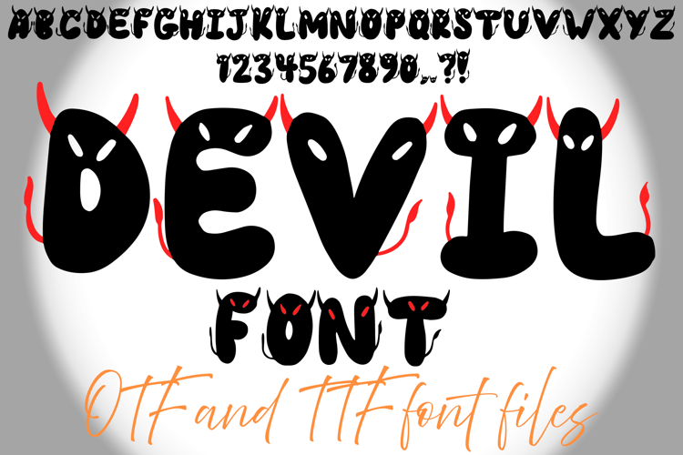 Devil Horns Typeface Lettering ABC Text Font Halloween OTF