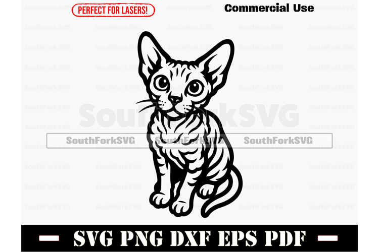 Devon Rex Cat Begging SVG PNG DXF EPS PDF