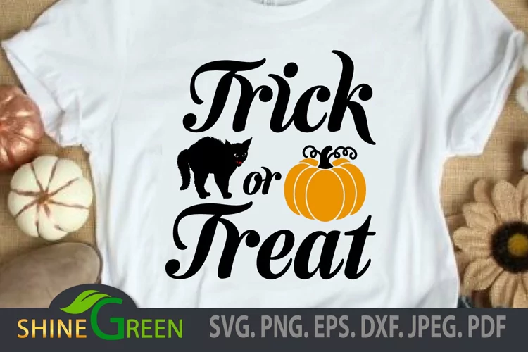 Halloween SVG - Trick or Treat with Cat and Pumpkin