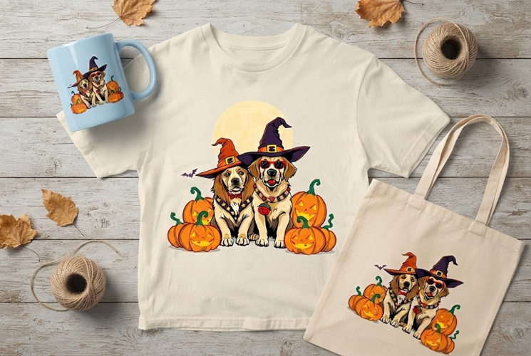 Halloween Dog Dad PNG | Funny Witch Hat Dogs Clipart