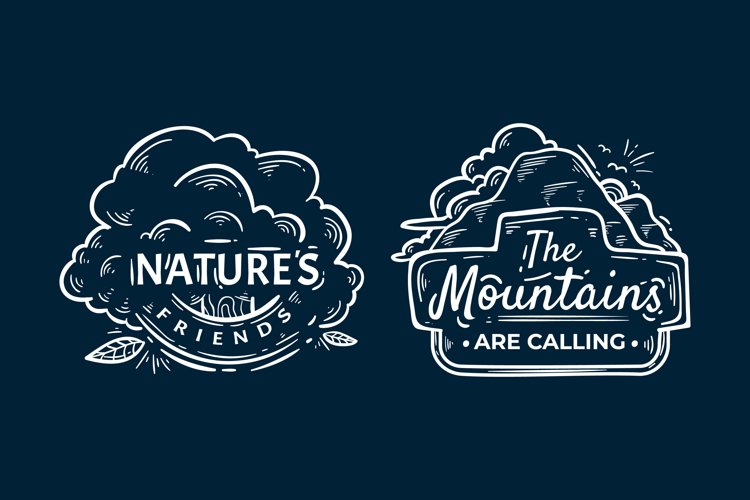 Collection of Travel Lettering Badges