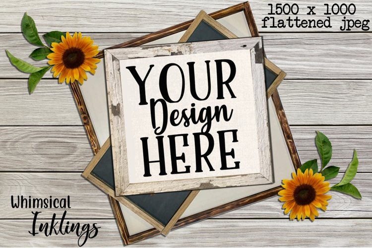 Wood Sign and Sunflower Mock Up example image 1