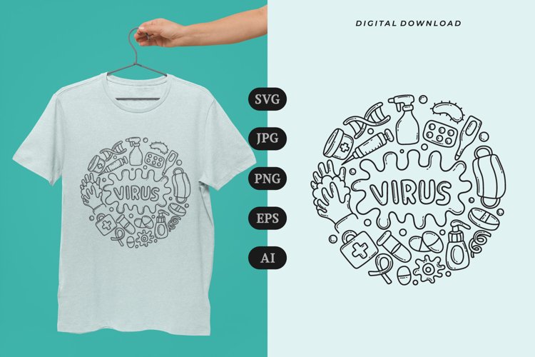 Virus Doodle T-shirt | SVG example image 1