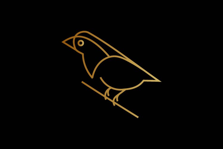 Bird minimalist logo gold color - Eps 10 example image 1
