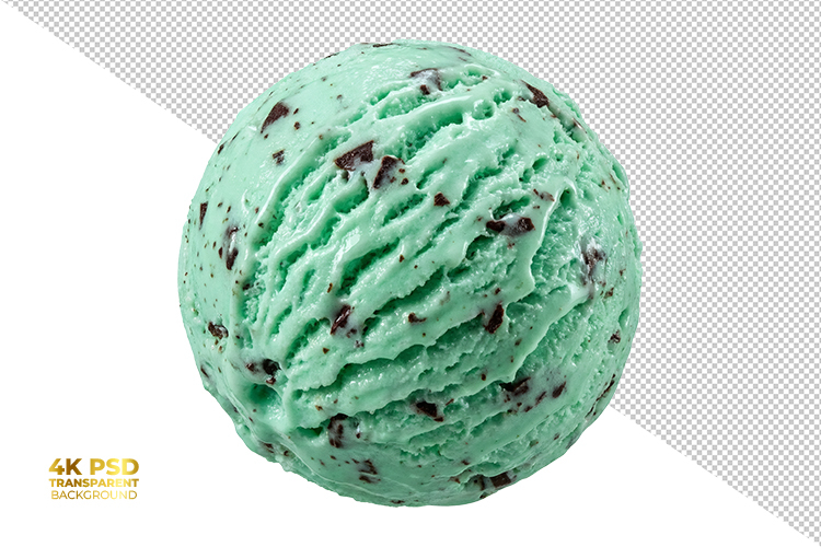 Mint Chocolate Chip Ice Cream Scoop Cutout Isolated