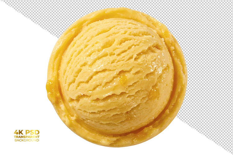 Top View of Single Scoop Yellow Mango Ice Cream