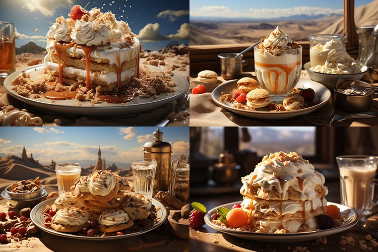 Peace of layered souffle dessert with chocolate and cream