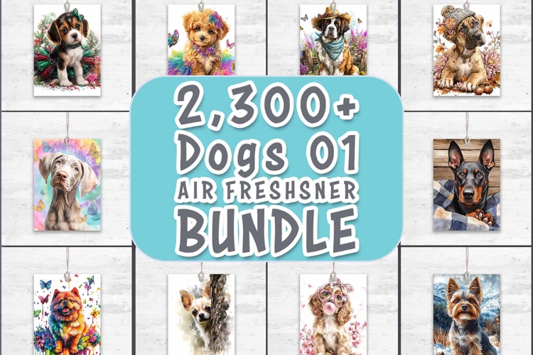 Dog Breed Air Freshener Bundle Sublimation Designs - Dogs 01