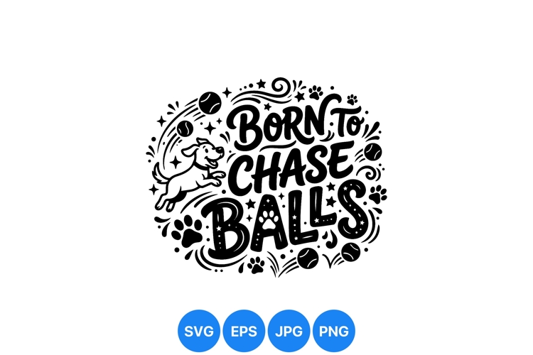 Playful Dog Chasing Balls SVG Design For Pets