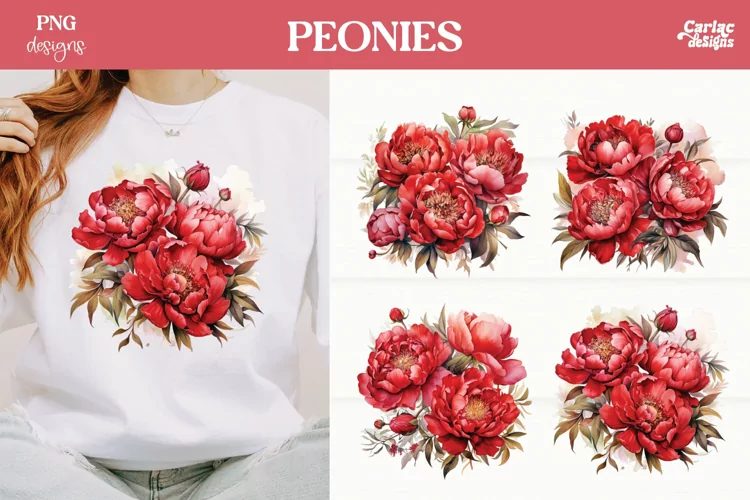 Peonies Clipart PNG | Watercolor Flowers Clipart