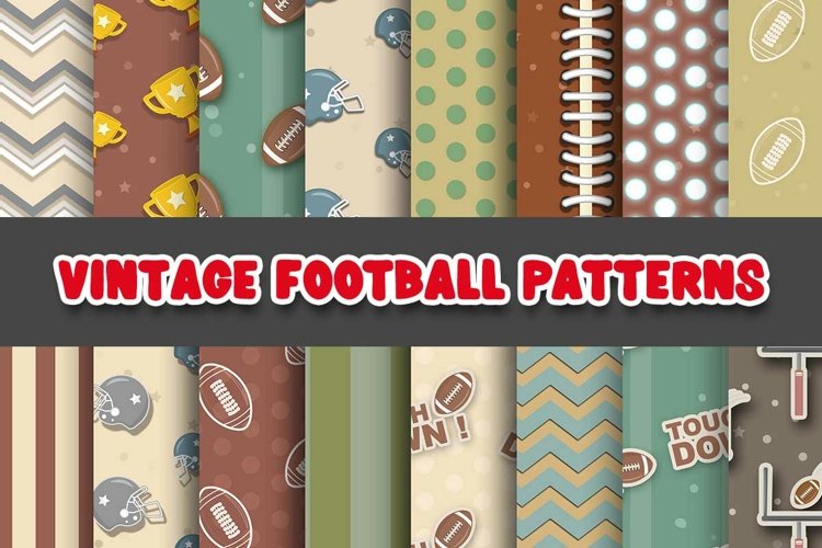 Vintage Football Digital Papers Patterns example image 1