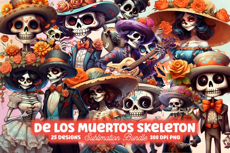 Dia De Los Muertos Skeleton Sublimation, Dia De Los Muertos