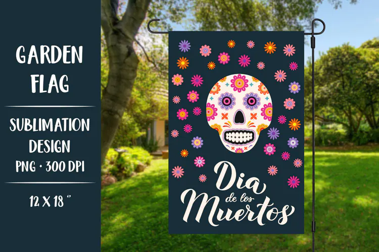 Dia de los Muertos garden flag sublimation design DMGF01