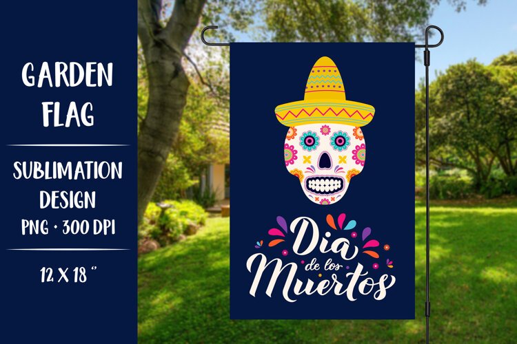 Dia de los Muertos garden flag sublimation design DMGF02 example image 1