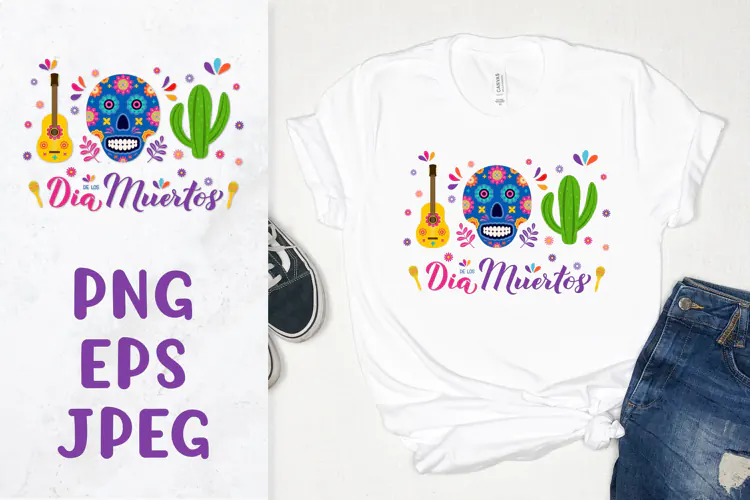 Dia de los Muertos sugar skull sublimation design