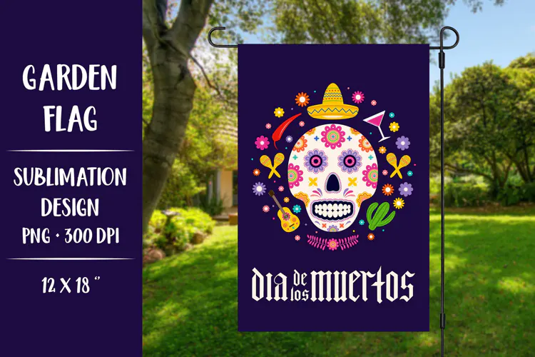 Dia de los Muertos garden flag sublimation design DMGF03