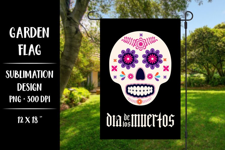 Dia de los Muertos garden flag sublimation design DMGF05 example image 1