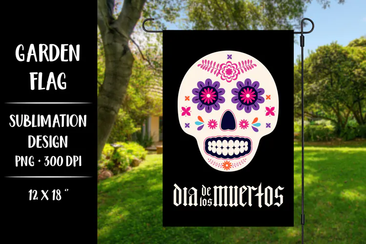 Dia de los Muertos garden flag sublimation design DMGF05
