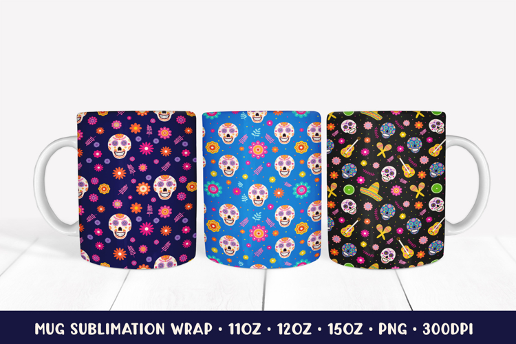 Dia De Los Muertos Mug Wrap. Mexican Sublimation Design 10