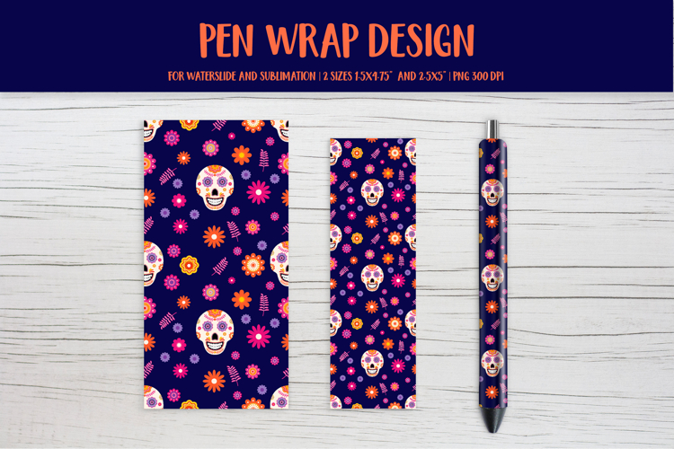 Dia De Los Muertos Pen Wrap Sublimation or Waterslide 009