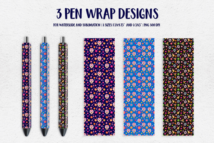 Dia De Los Muertos Pen Wrap Sublimation or Waterslide 010