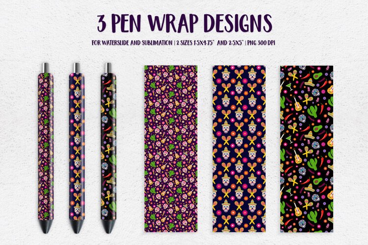 Dia De Los Muertos Pen Wrap Sublimation or Waterslide 011 example image 1