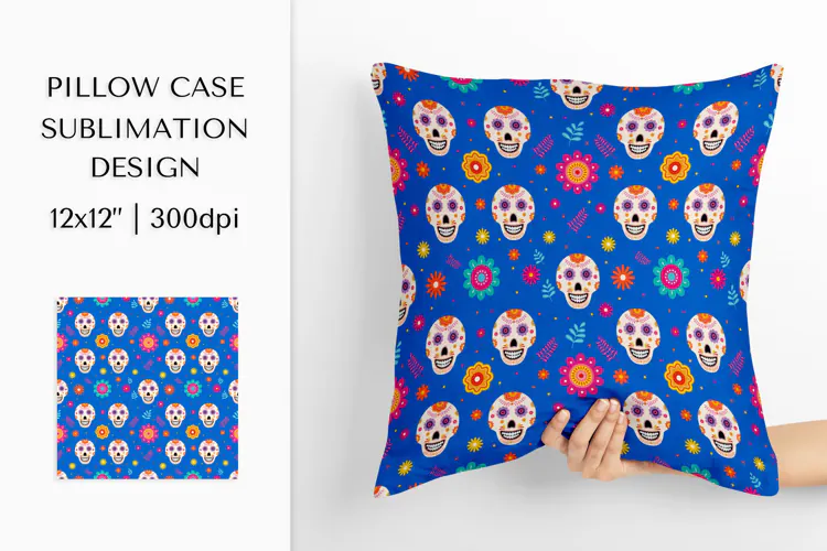 Dia De Los Muertos Pillow Case Sublimation Design PNG 002