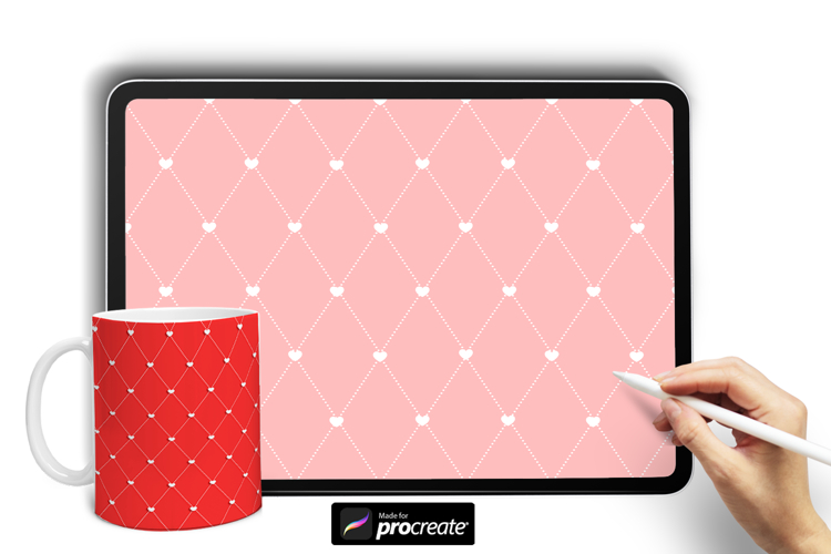 Diamond and Hearts Pattern Procreate Brush
