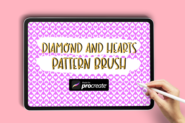 Diamond and Hearts Pattern Procreate Brush