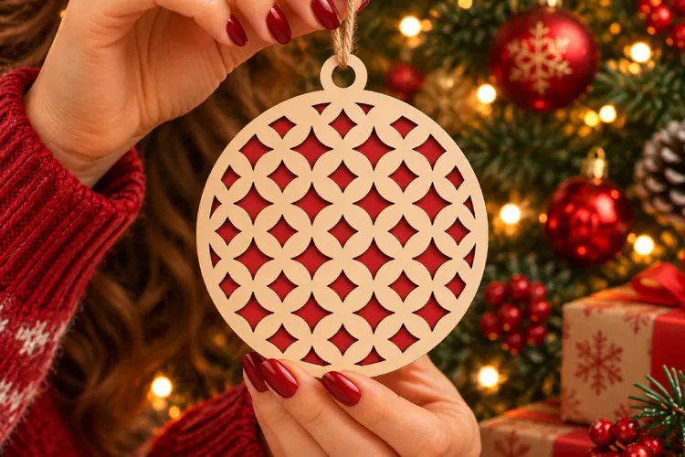 Diamond Christmas Ornament SVG Laser Cut Holiday