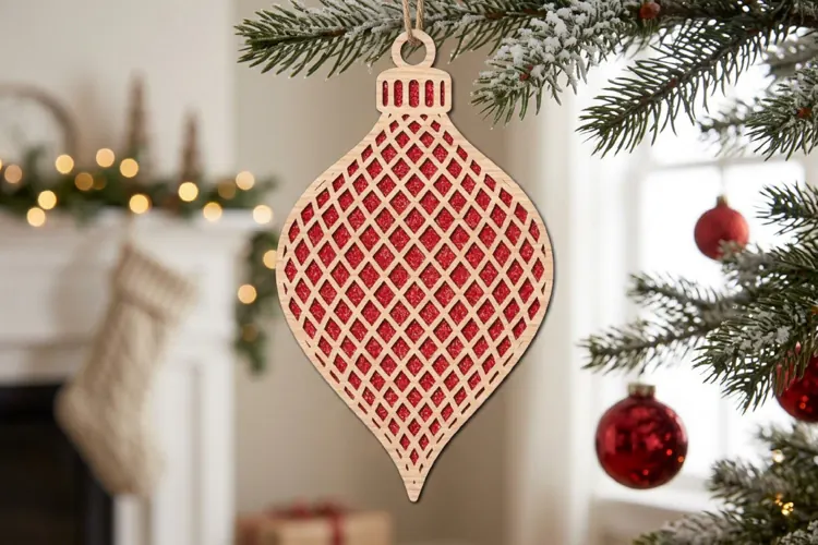 Diamond Christmas Ornament SVG Laser Cut, Holiday Decor File