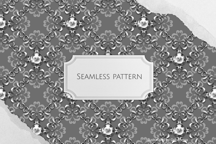 Elegant Hand-Painted Damask & Diamond Pattern Design