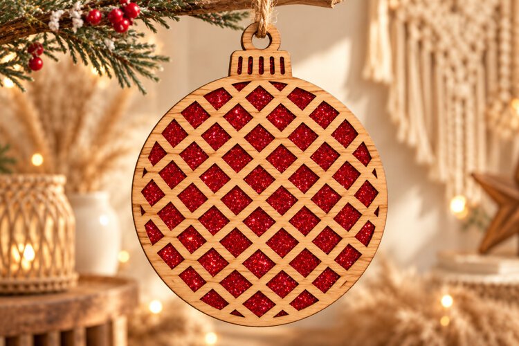 Diamond Lattice Christmas Ornament Laser Cut SVG example image 1