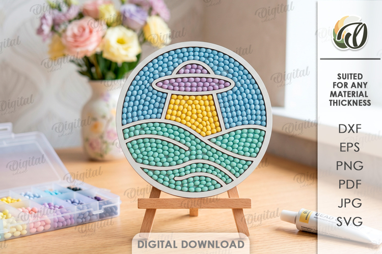 Diamond Mosaic Blank Laser Cut. Diamond Painting SVG. UFO